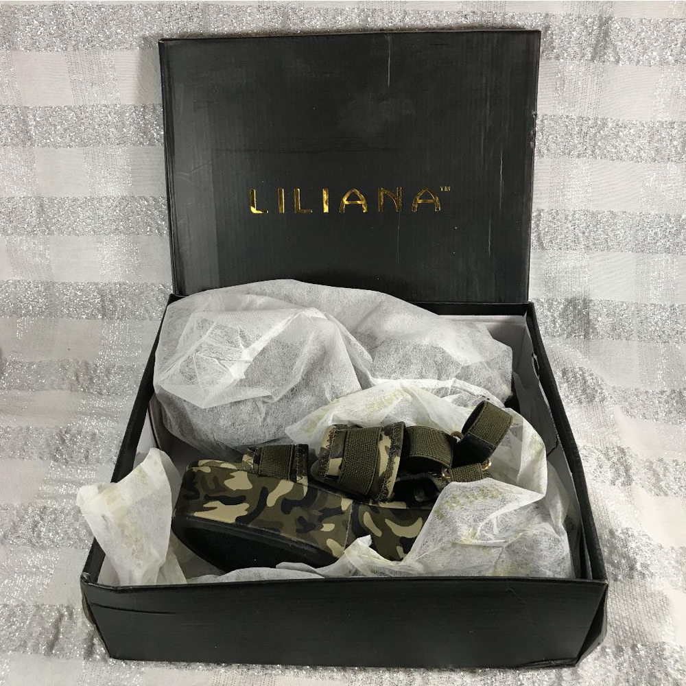 Liliana Barista-3 Camouflage Open Toe Ankle Strap Platform Sandals Size 8.5 - Picture 5 of 12